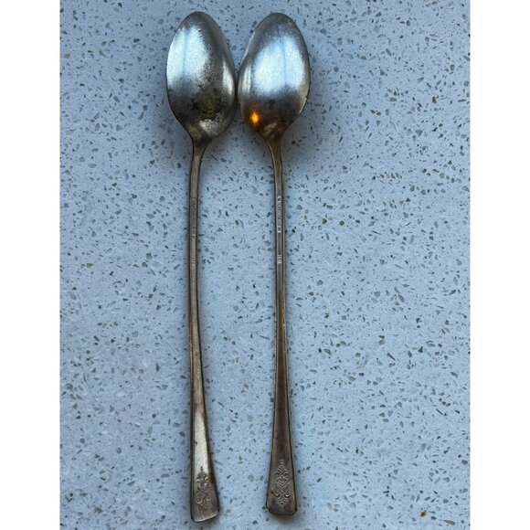 WM Rogers Vintage 1950s Mountain Rose Iced Tea Spoons - Picture 3 of 4